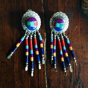 🌞🌛Stuning Vintage Native American Earrings!